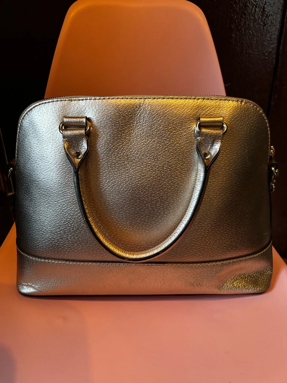 Kate Spade Leather Wellesley Rachelle Satchel Handbag - Metallic Rose Gold